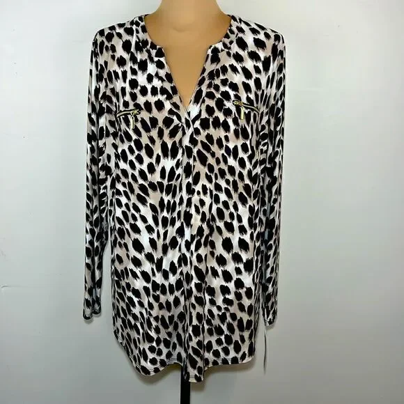 NWT International concepts leopard print, long sleeve shirt size 2X. - Picture 1 of 9